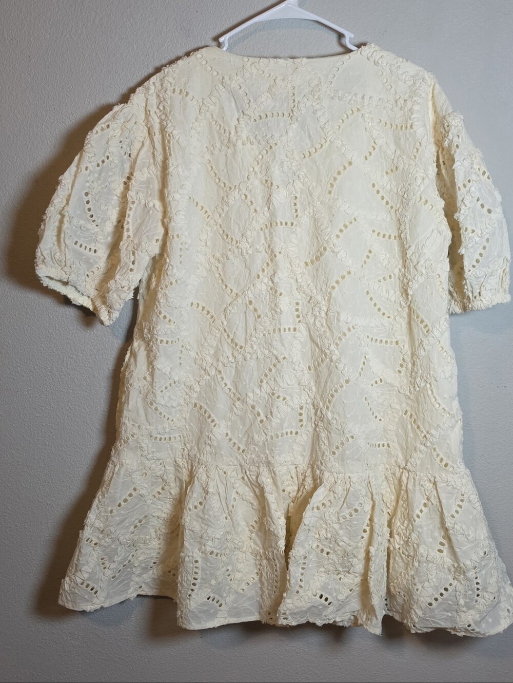 NWT AROSE STUDIO Maia Cotton Eyelet Lace Mini Dress Large Ivory Boho Cottagecore - Picture 4 of 11